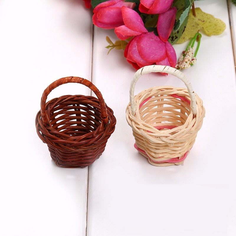 Rattan mini hand-held basket pastoral style photography props small miscellaneous Christmas mini gift basket