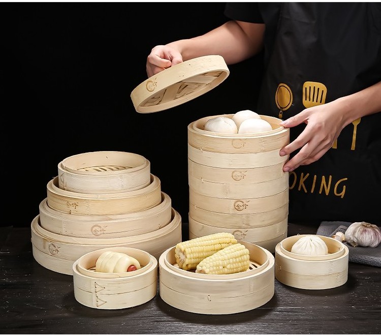 Big Small Size Square Mini Dim Sum Food Rice Bamboo Steamer Basket Kit Set Favors 3 6 8 10 12 14 Inch