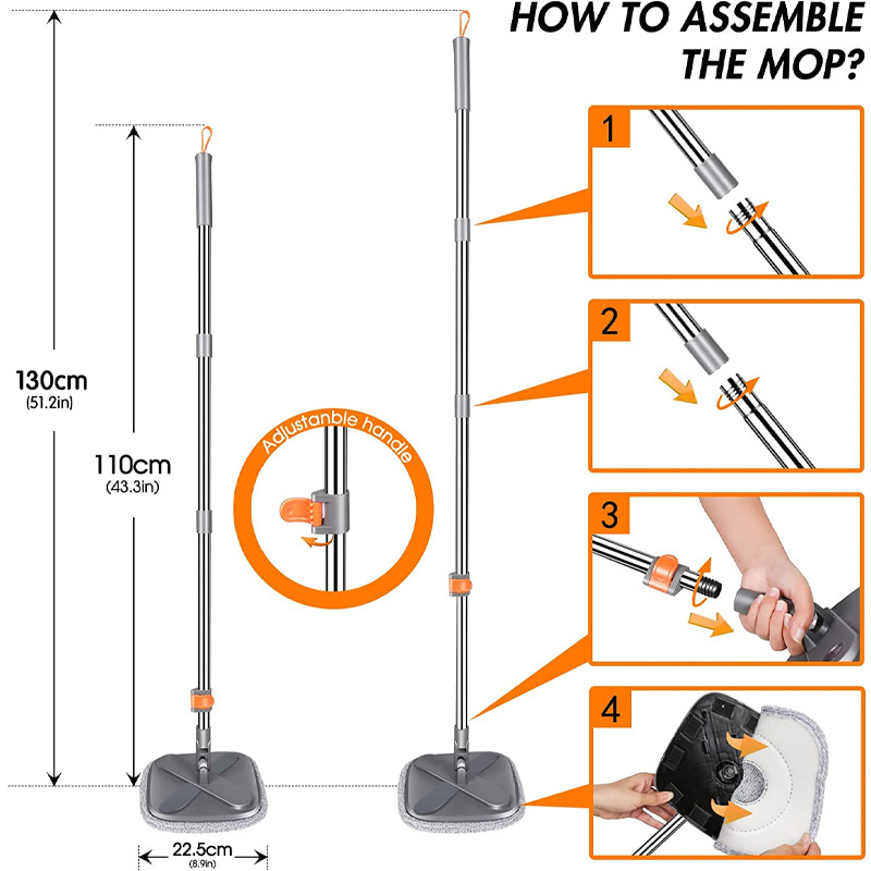 Clean And Dirty Water Separate 360 Rotation Spinning Mopeasy Wring And Clean Spinning Mop Replacement Heads Mop Refills