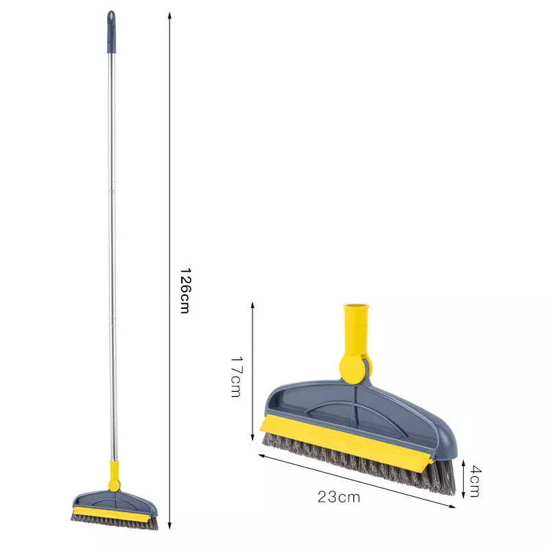 2 In 1 Bathroom Tile Floor Adjustable V-shaped Brush Floor Scrub Magic Broom With Long Handle Broom with scraper