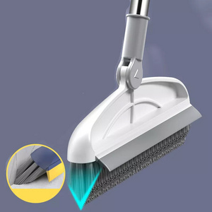 2 In 1 Bathroom Tile Floor Adjustable V-shaped Brush Floor Scrub Magic Broom With Long Handle Broom with scraper