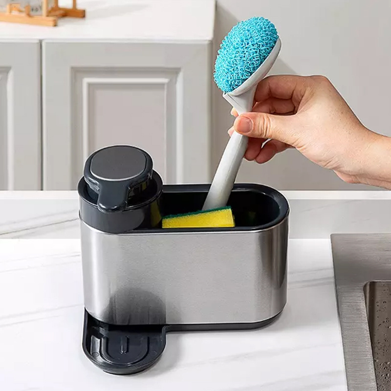 Durable Kitchen Easy Clean Bathroom Gadget Stainless Steel Sponge Holder Organizer Container Storage Rack Drain Pan Sink Caddy