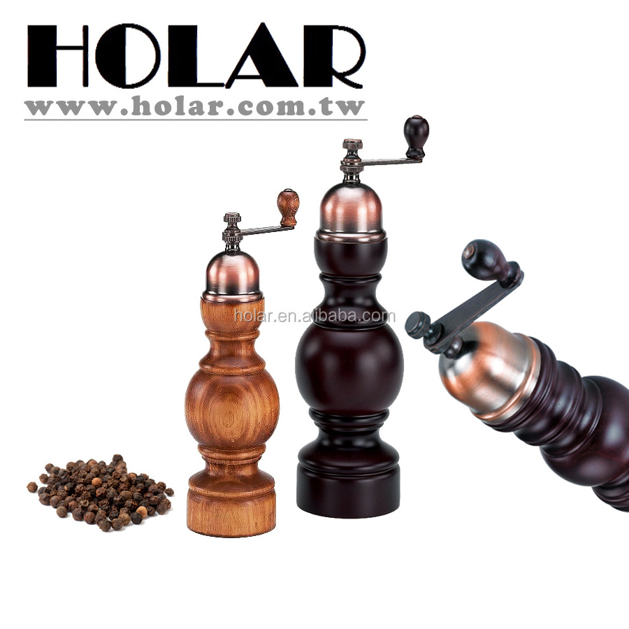 [Holar] Taiwan Made Antique Design Hand Crank Salt and Pepper Mill Wood