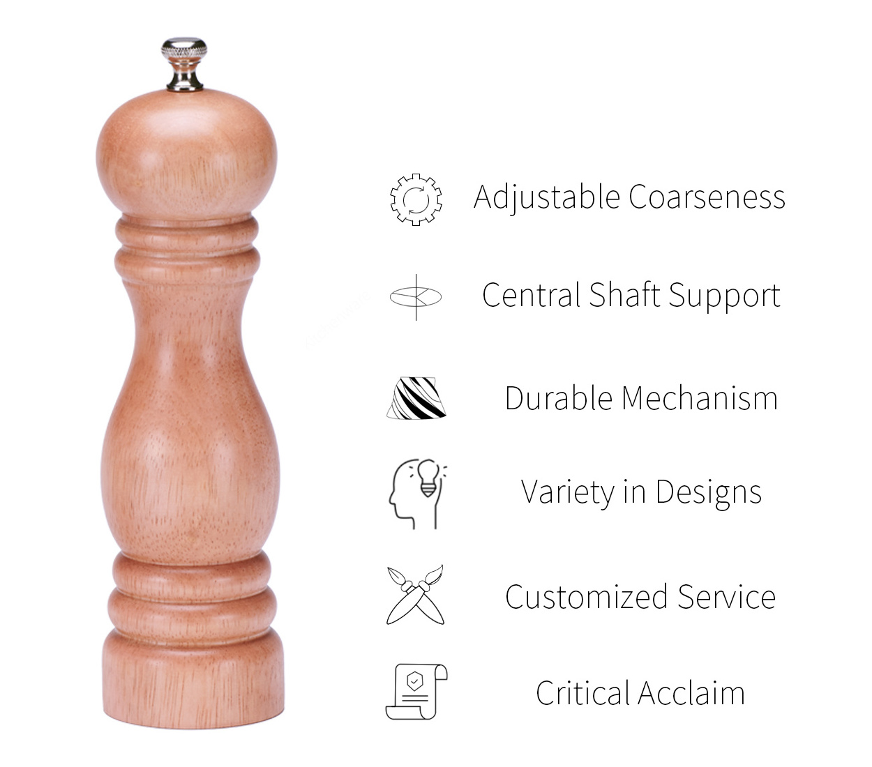 [Holar] Taiwan Made Brown Manual Twist Wooden Salt and Pepper Mill Grinder For Restaurant Catering Kitchen