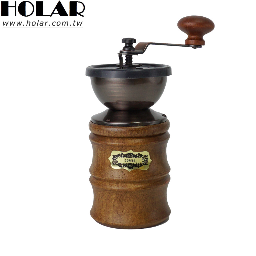 [Holar] Taiwan Made Manual Coffee Grinder Wooden Coffee Bean Mill with Silicone Lid