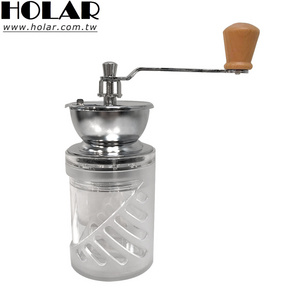 [Holar] Taiwan Made Black White Conical Portable Manual Coffee Grinder with Clear Storage Jar