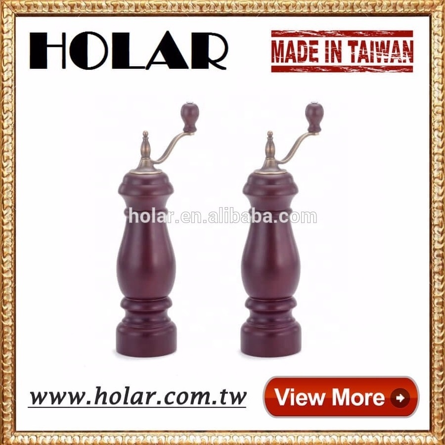 [Holar] Taiwan Made Cherry Color Antique Style Salt Pepper Grinder with Hand Crank