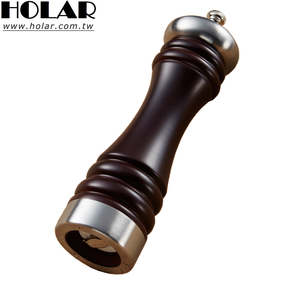 [Holar] Taiwan Made Manual Wood Black Salt Pepper Grinder with Stainless Steel