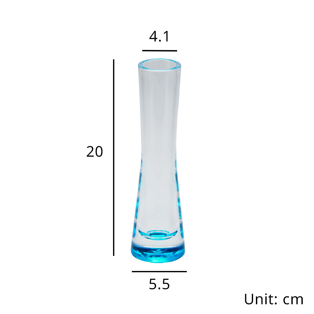 [Holar] Taiwan Made 8 inch Modern Skinny Glass-Like Clear Acrylic Slim Flower Vase with Small Mouth Tall Thin Narrow Necked