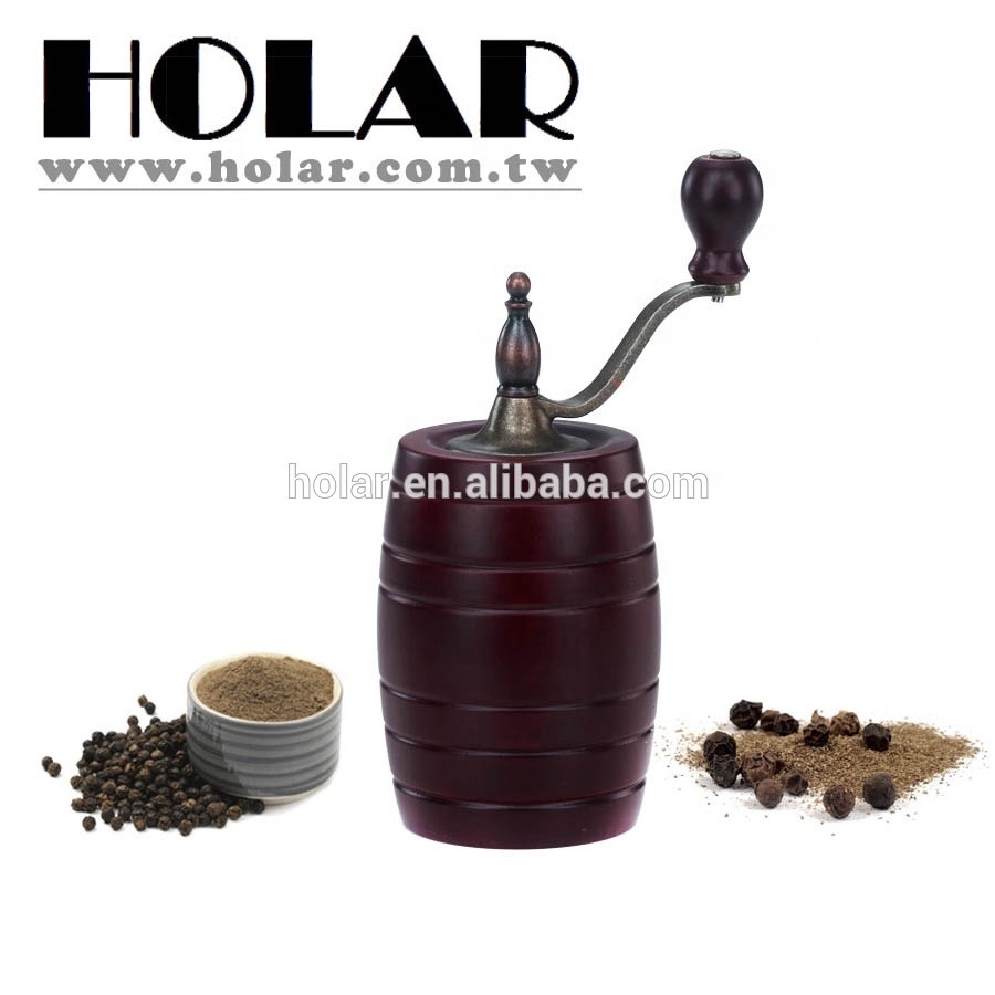 [Holar] Taiwan Made Classic Barrel Shaped Wooden Manual Salt and Pepper Mill