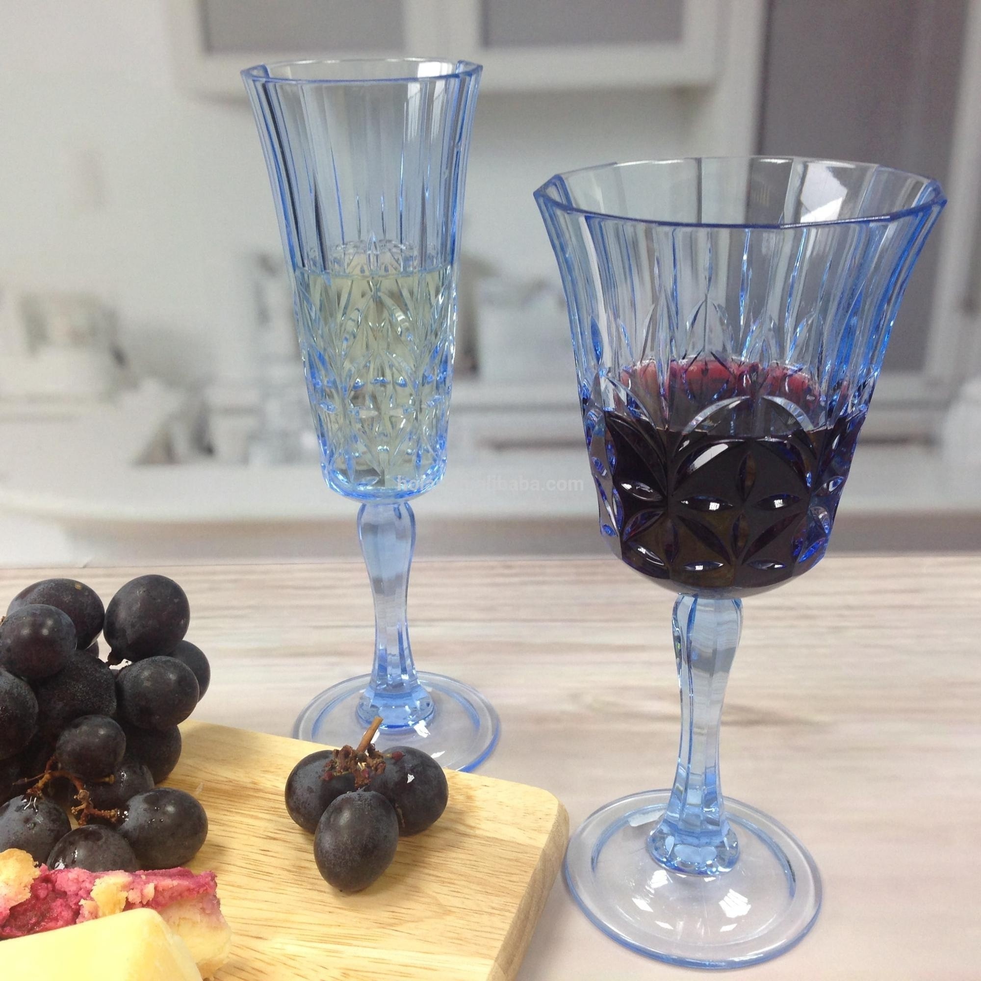 [Holar] Taiwan Made 10oz Mediterranean Blue Unbreakable Reusable Plastic Wine Glasses for Indoor Outdoor