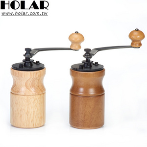 [Holar] Taiwan Made Adjustable Portable Wooden Manual Hand Coffee Grinder with Cast Iron Burr Hand Crank