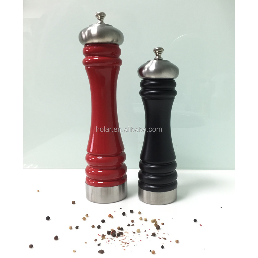 [Holar] Taiwan Made Manual Wood Black Salt Pepper Grinder with Stainless Steel