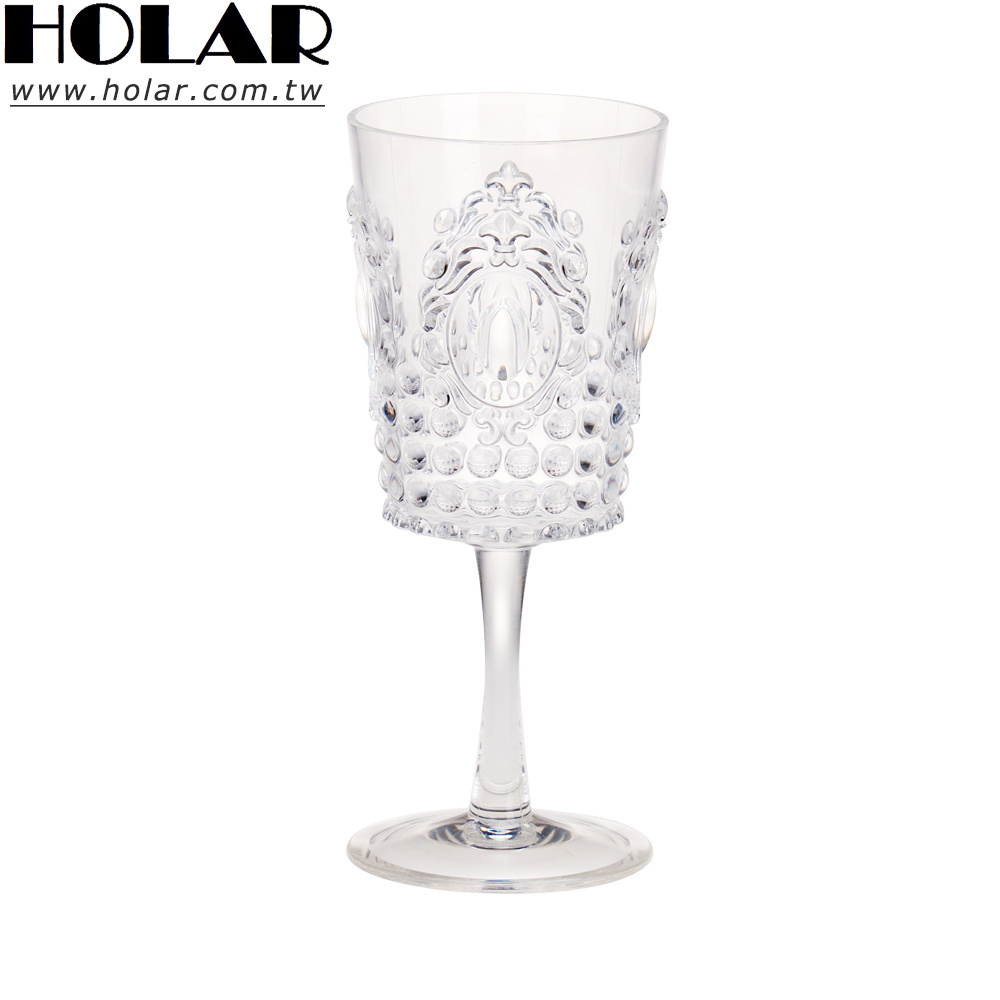 [Holar] Taiwan Made Clear Drinkware Embossed Plastic Wine Glasses for Party Wedding