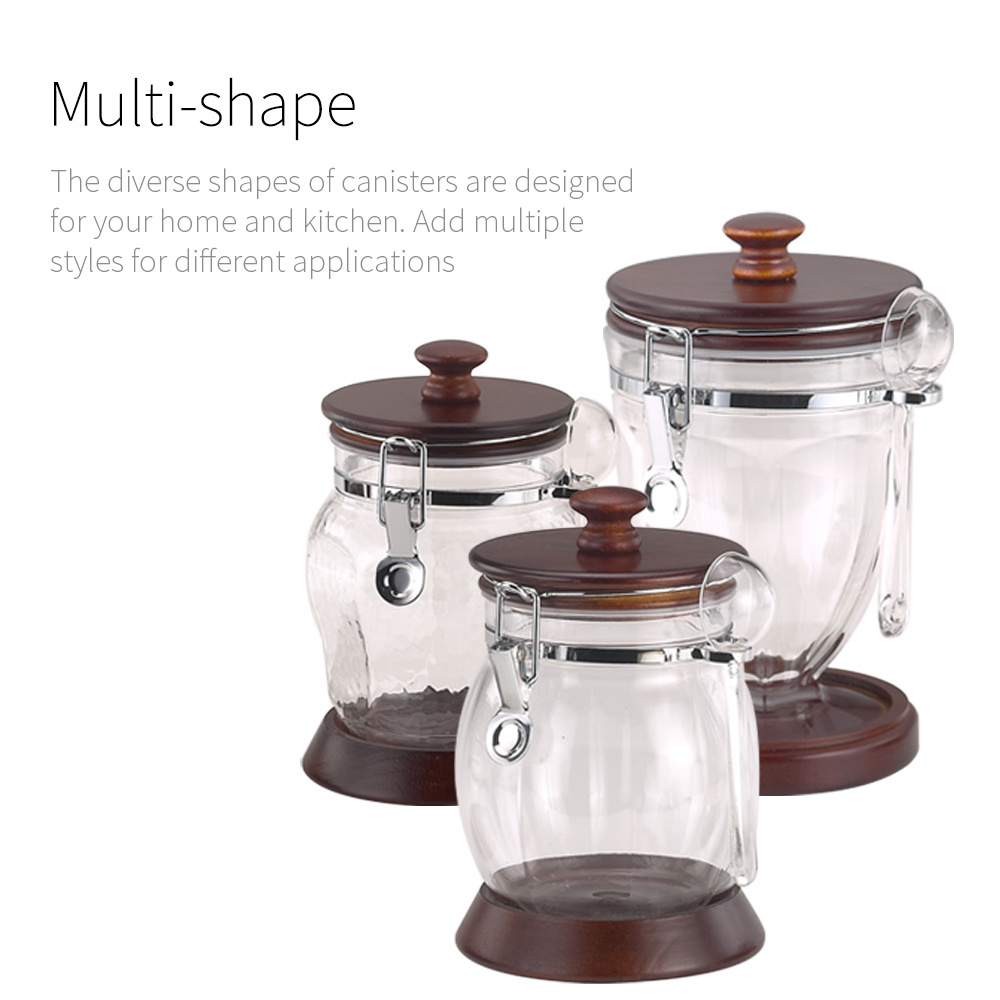 [Holar] Taiwan Made Diamond Shape Airtight Canister with Rubber Wood & Acrylic