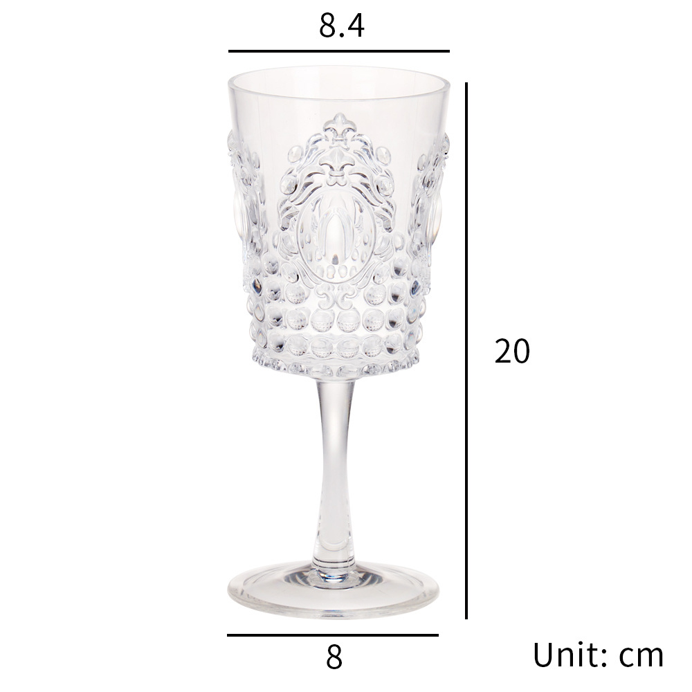 [Holar] Taiwan Made Clear Drinkware Embossed Plastic Wine Glasses for Party Wedding