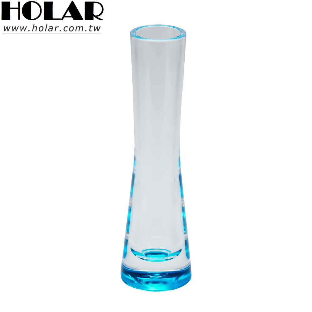 [Holar] Taiwan Made 8 inch Modern Skinny Glass-Like Clear Acrylic Slim Flower Vase with Small Mouth Tall Thin Narrow Necked