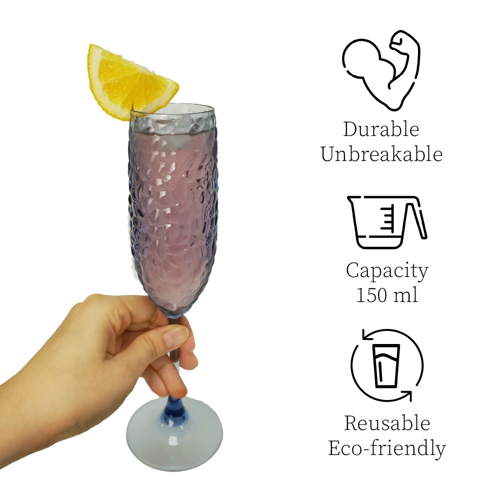 [Holar] Taiwan Made Weddings Celebration Restaurant AC Plastic Champagne Flutes for Cocktail Beverage