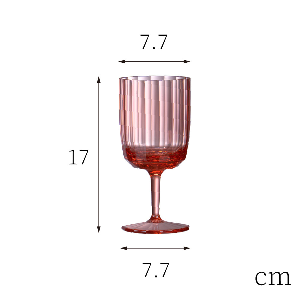 [Holar] Taiwan Made Custom color Clear MS Plastic Stripe Wine Glasses for Restaurant and Cafe