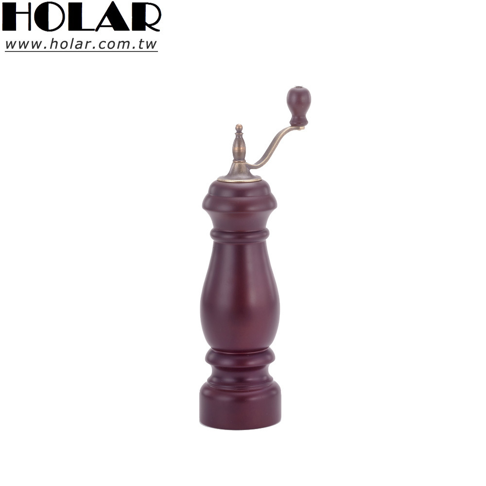 [Holar] Taiwan Made Cherry Color Antique Style Salt Pepper Grinder with Hand Crank