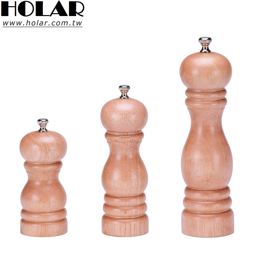 [Holar] Taiwan Made Brown Manual Twist Wooden Salt and Pepper Mill Grinder For Restaurant Catering Kitchen