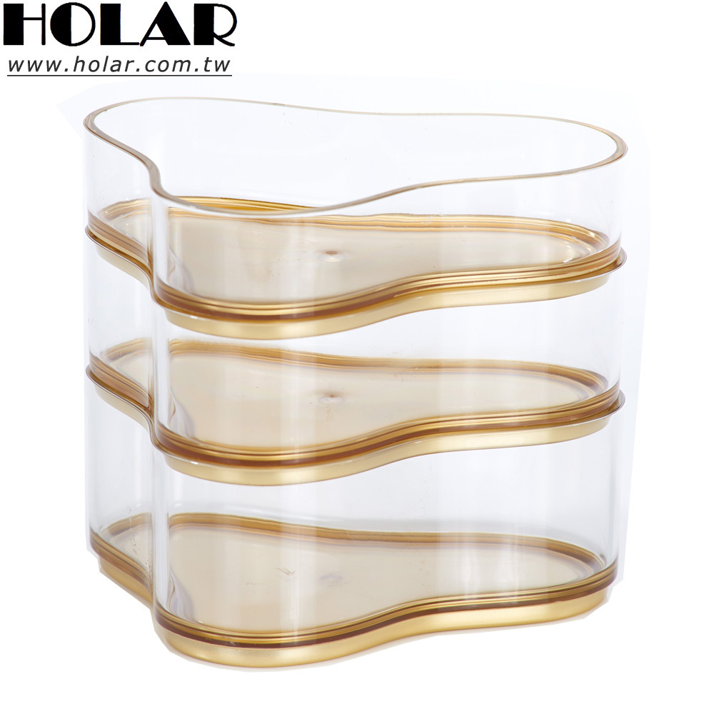 [Holar] Taiwan Made Gold 3 Tier Plastic Appetizer Serving Tray for Food Snacks