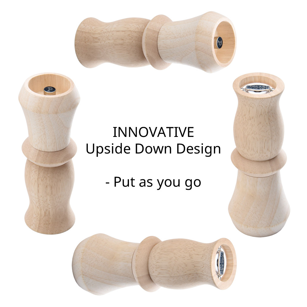 [Holar] 2024 New Product Taiwan Made Inverted Design Kitchen Wooden Salt and Pepper Grinder Set