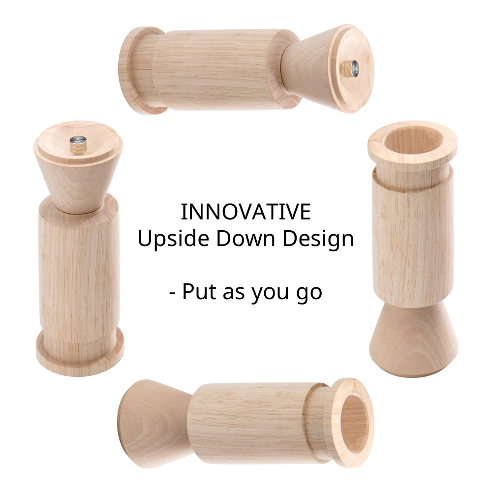 [Holar] NEW ARRIVAL Taiwan Made Upside Down Design Adjustable Wood Manual Salt and Pepper Mill