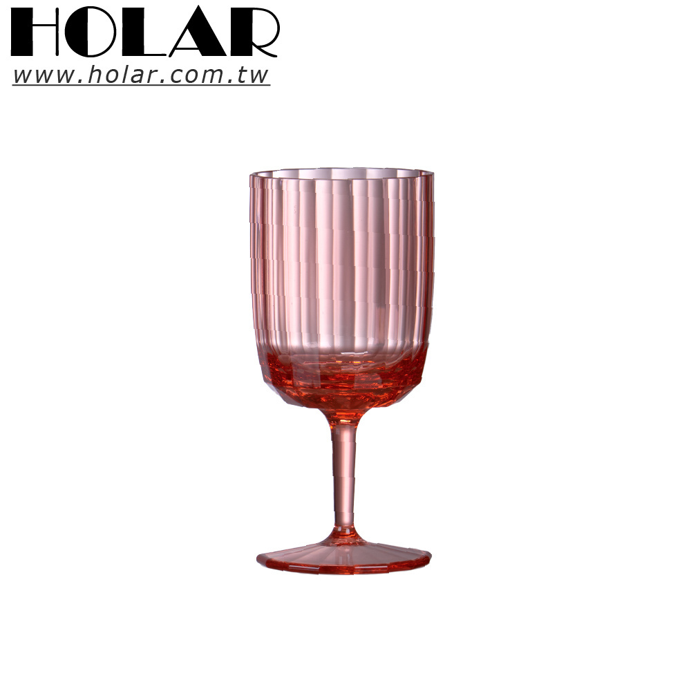 [Holar] Taiwan Made Custom color Clear MS Plastic Stripe Wine Glasses for Restaurant and Cafe