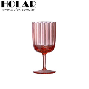 [Holar] Taiwan Made Custom color Clear MS Plastic Stripe Wine Glasses for Restaurant and Cafe