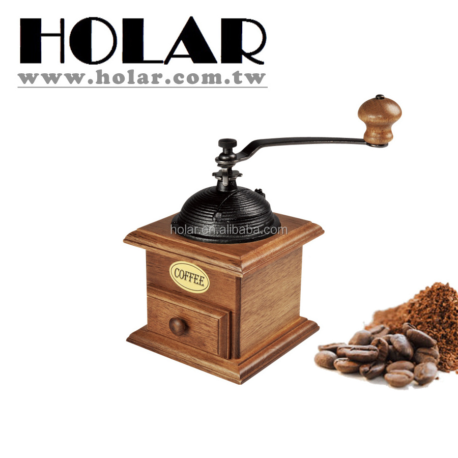 [Holar] Taiwan Made Hand-crack Roller Coffee Grinder with Rubber Wood