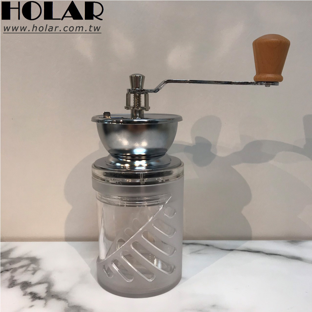 [Holar] Taiwan Made Black White Conical Portable Manual Coffee Grinder with Clear Storage Jar