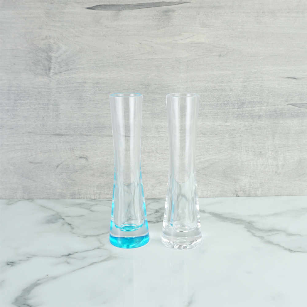 [Holar] Taiwan Made 8 inch Modern Skinny Glass-Like Clear Acrylic Slim Flower Vase with Small Mouth Tall Thin Narrow Necked