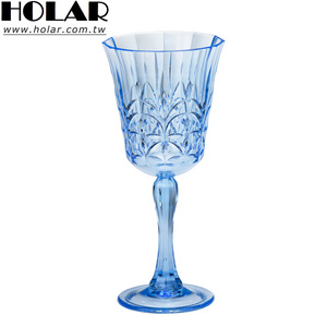 [Holar] Taiwan Made 10oz Mediterranean Blue Unbreakable Reusable Plastic Wine Glasses for Indoor Outdoor