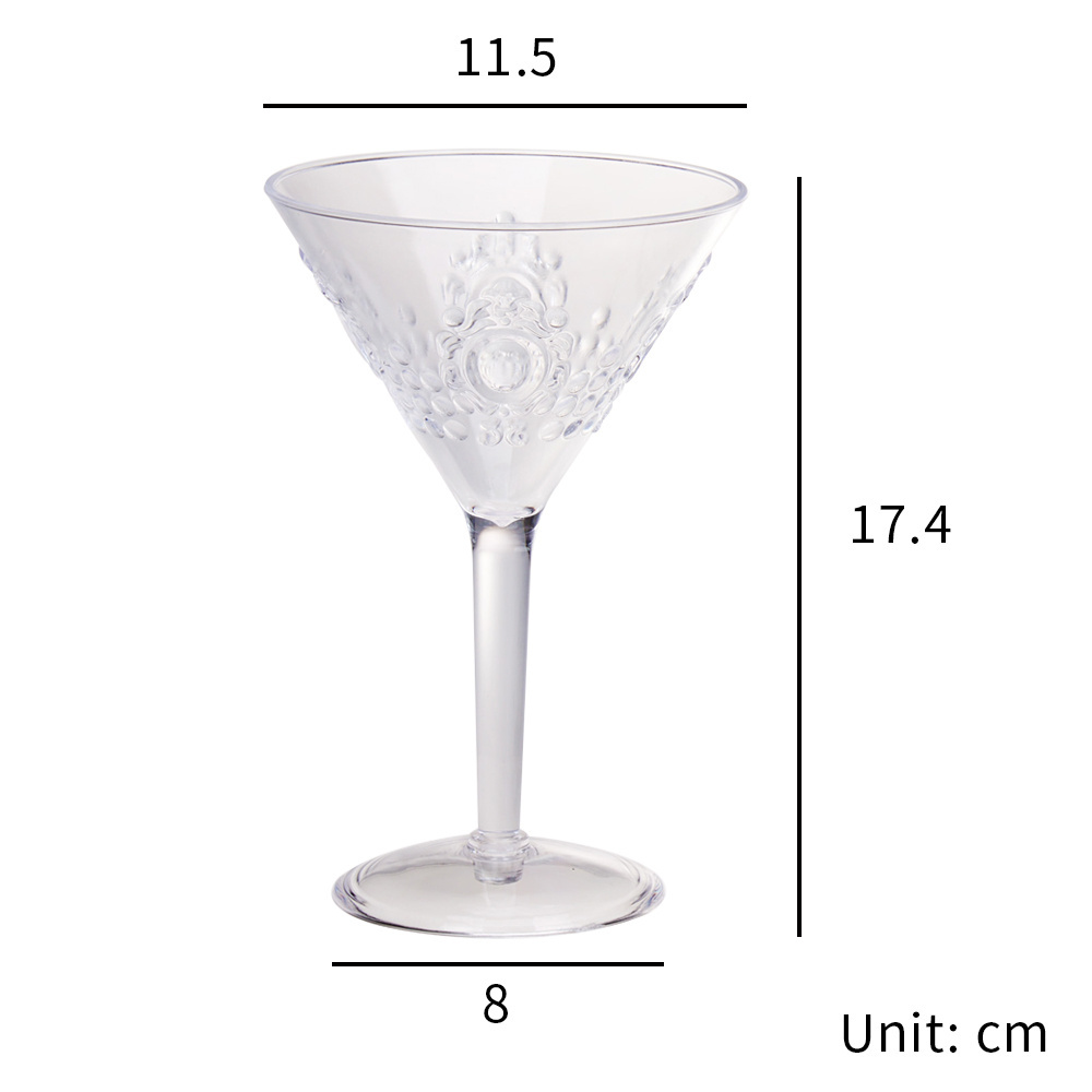 [Holar] Taiwan Made Clear Unbreakable Reusable Embossed Plastic Martini Glasses