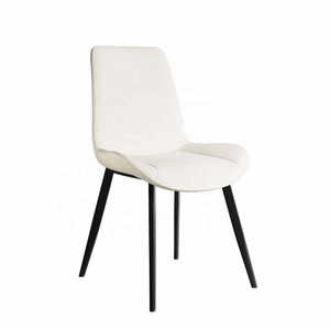 Contemporary Italian Dining Chair Modern White Upholstered Dining Chairs PU Leather Set of 2