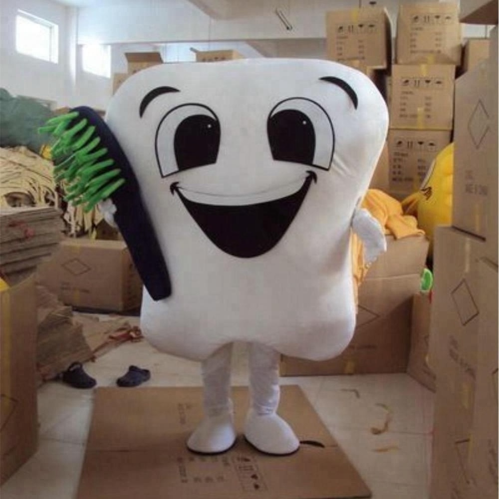 White tooth mascot costume for adult/promotion use cartoon character mascot doll