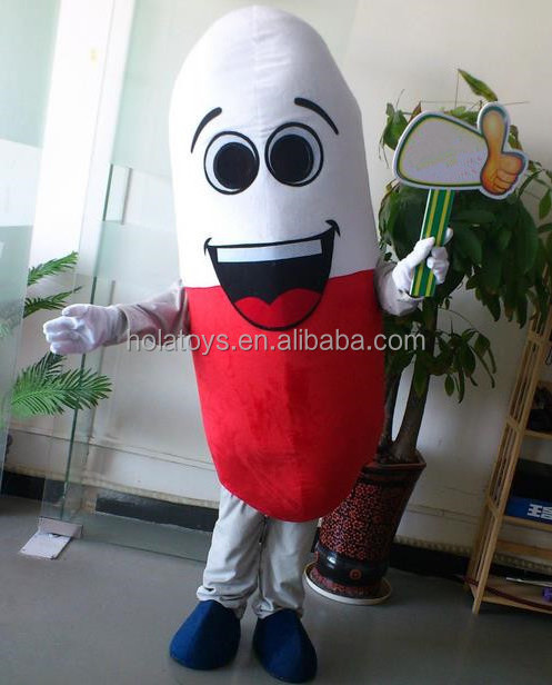 Hola white and red pill capsule mascot costume/adult pill costume