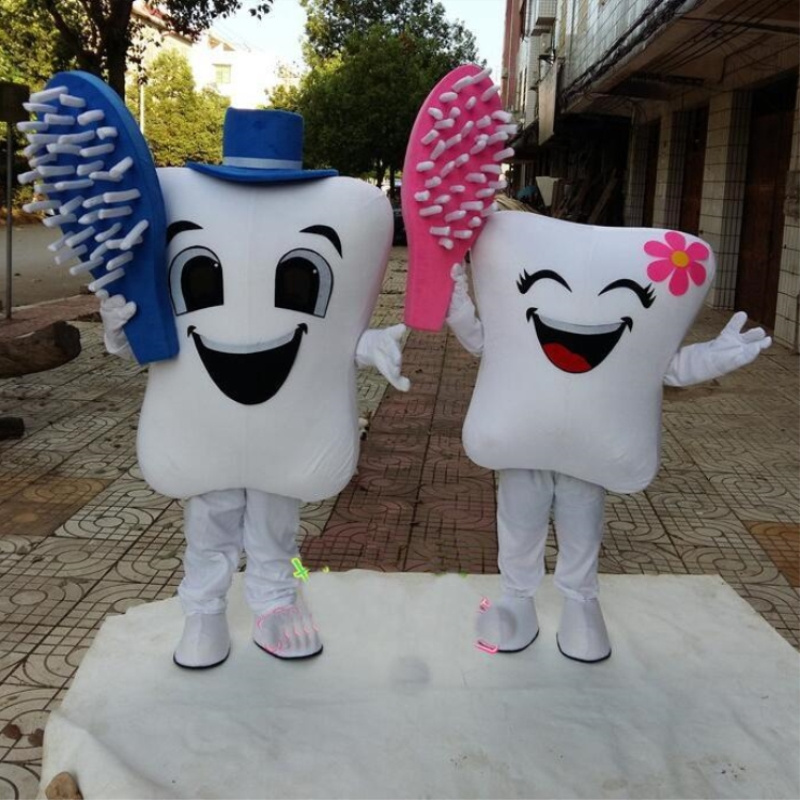 White big tooth mascot costume/custom mascot for promotion