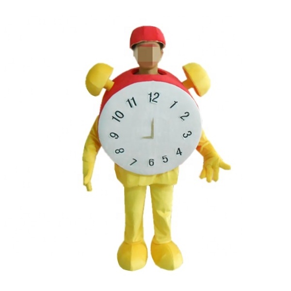 Yellow clock and watches timepirces show face mascot/mascot costume/costumes