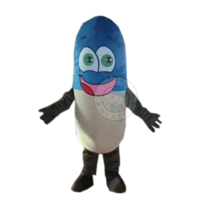 Hola blue and white pill mascot/capsule mascot costume