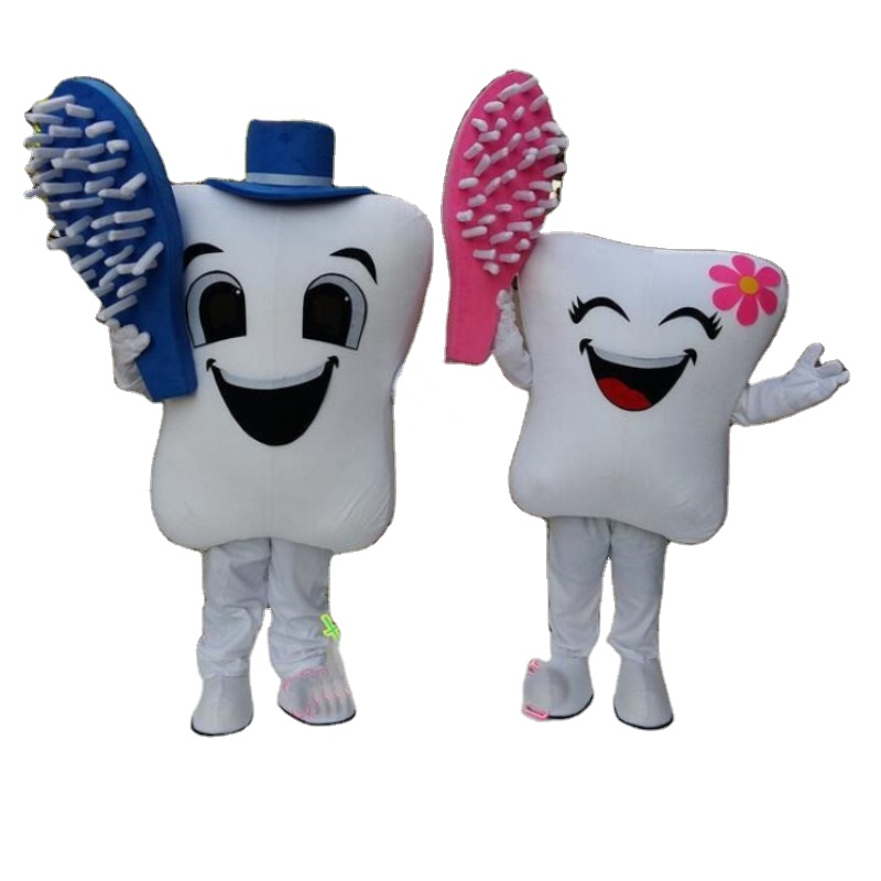 White big tooth mascot costume/custom mascot for promotion