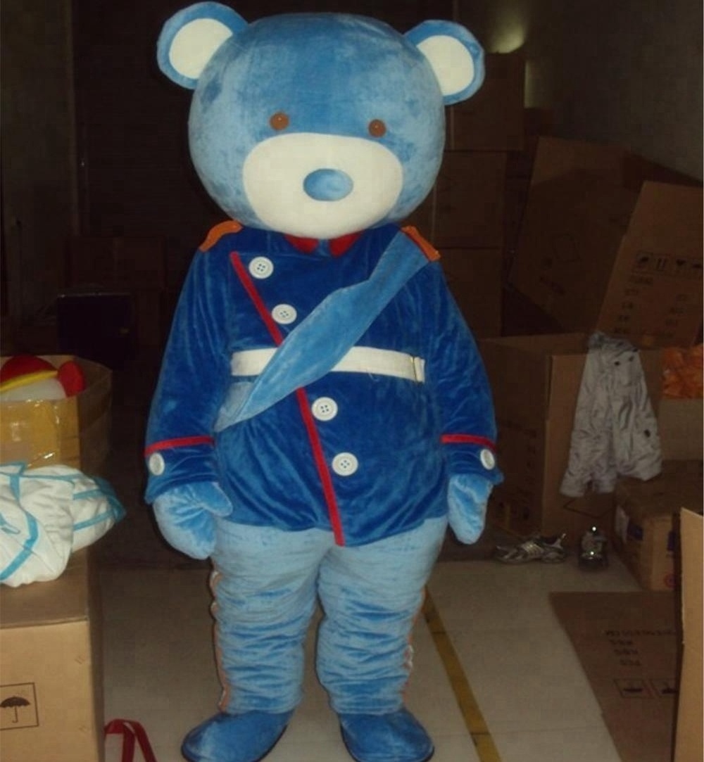 Blue bear mascot costume/gentleman bear mascot suit