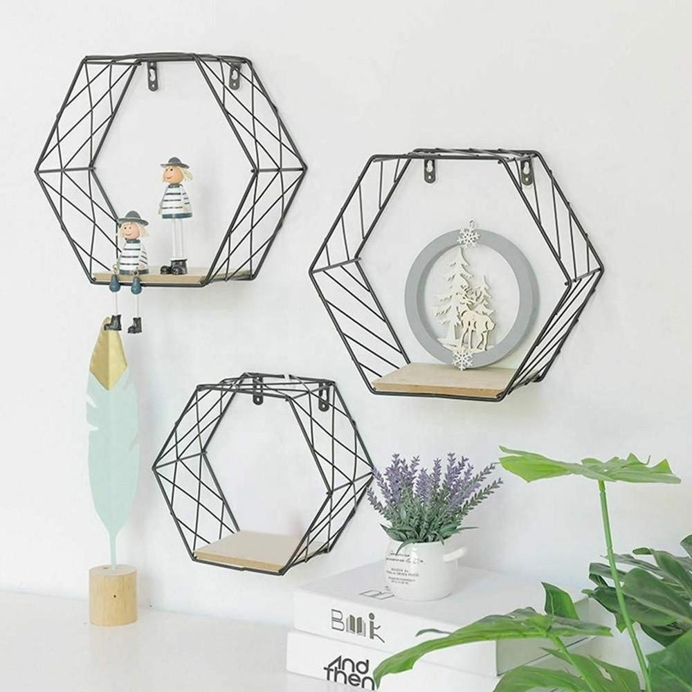 Wall Decoration Frame Nordic Simple Hexagonal Wrought Iron Rack Wall Hanging Grid Home Decorations