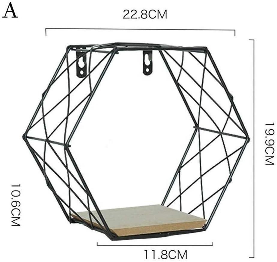 Wall Decoration Frame Nordic Simple Hexagonal Wrought Iron Rack Wall Hanging Grid Home Decorations