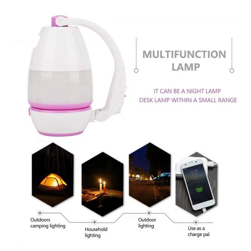 Camping Lantern LED Desk Lamp Night Light 4 in 1 Red Household Outdoor  Torch Multifunction Lamp with USB Charging Port