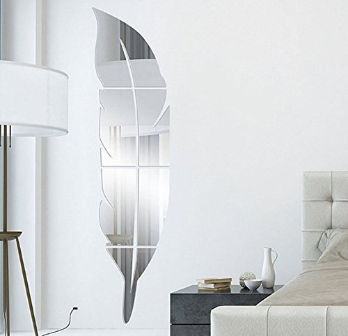 Mirror Wall Stickers Feather Fitting Mirror Mirror Stickers  Bathroom Decoration