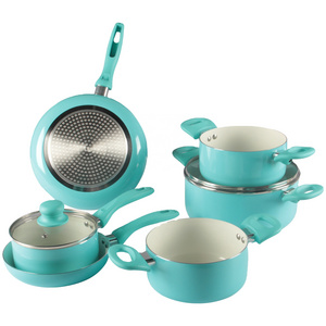 New promotion hot style pressed aluminum ceramic non-stick cookware sets with handle