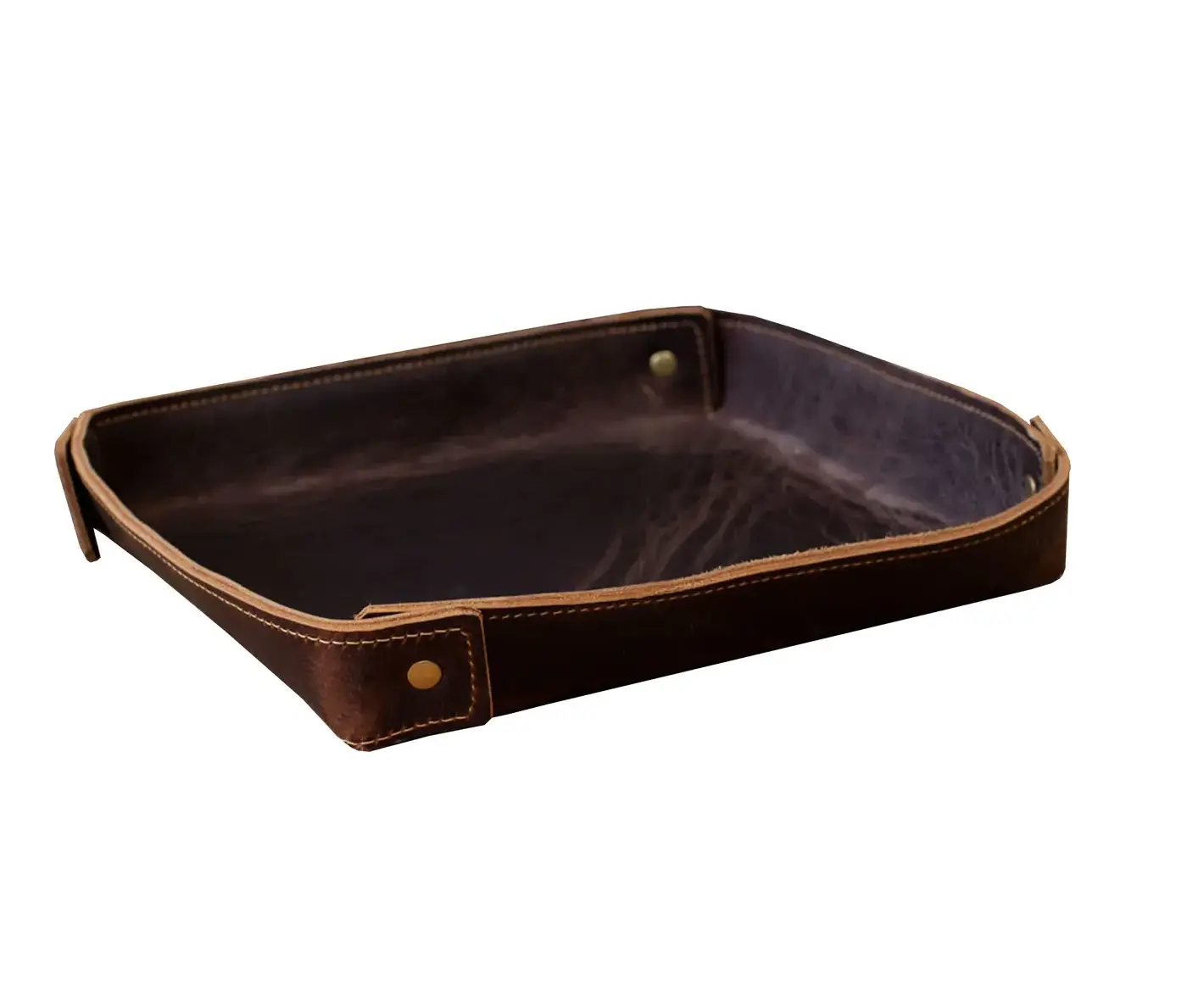 Brown Leather Valet Tray Made in Italy