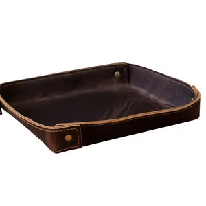 Brown Leather Valet Tray Made in Italy